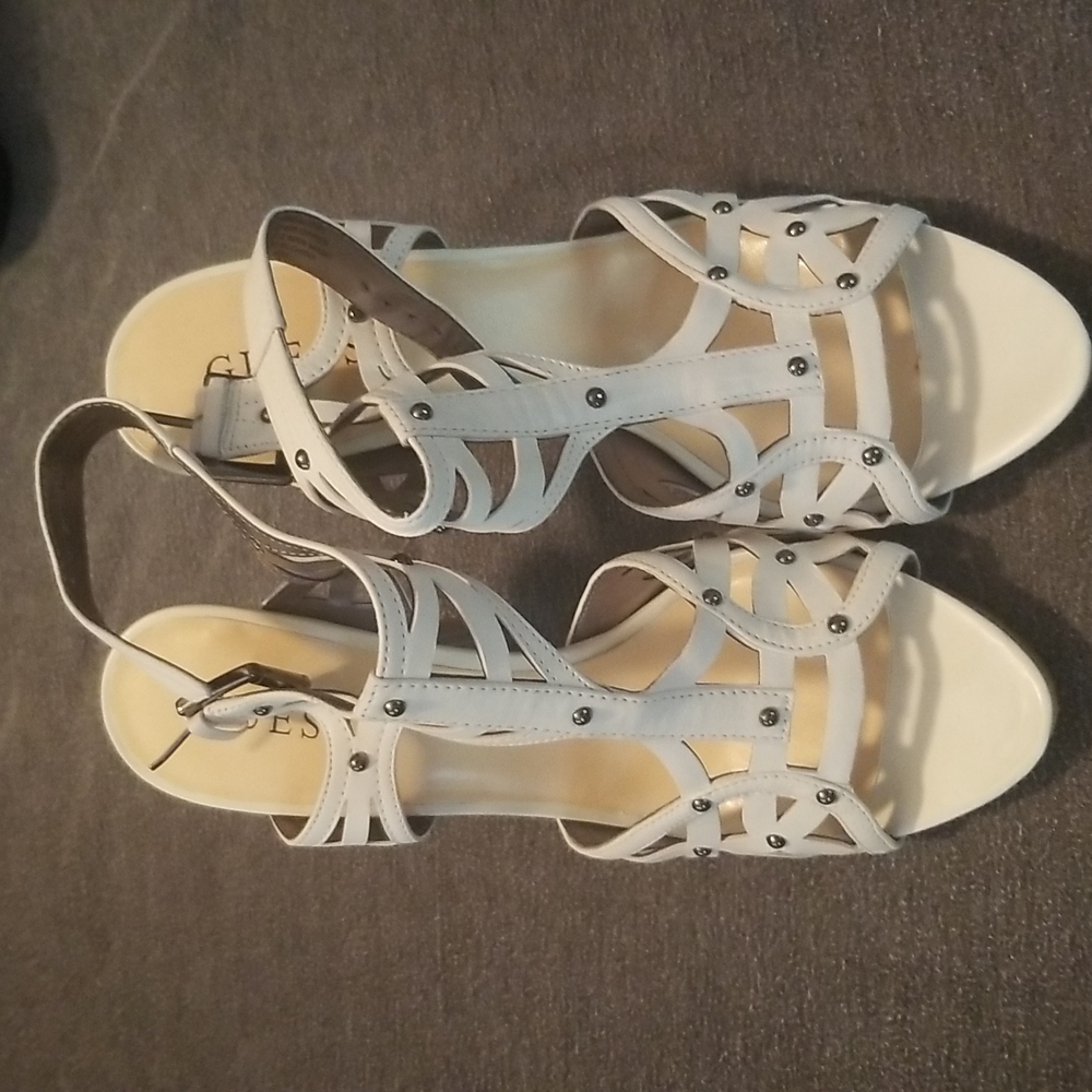 Women's Guess white strap heels size 9 1/2